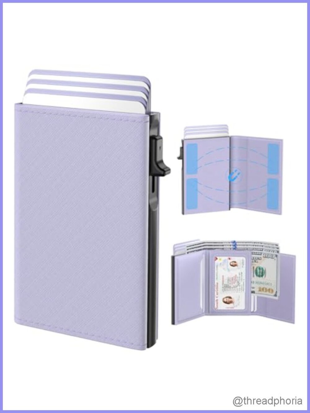 Pop Up Card Holder Wallet RFID Blocking Genuine Leather Slim Minimalist Card